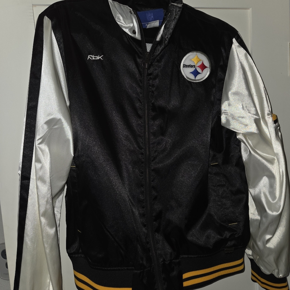 New Steelers Satin Varsity Jacket Bomber